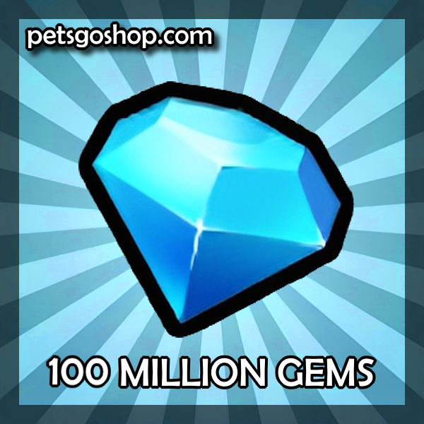 An image of a 100 Million Gems / Diamonds currency in the popular ROBLOX game Pets GO.