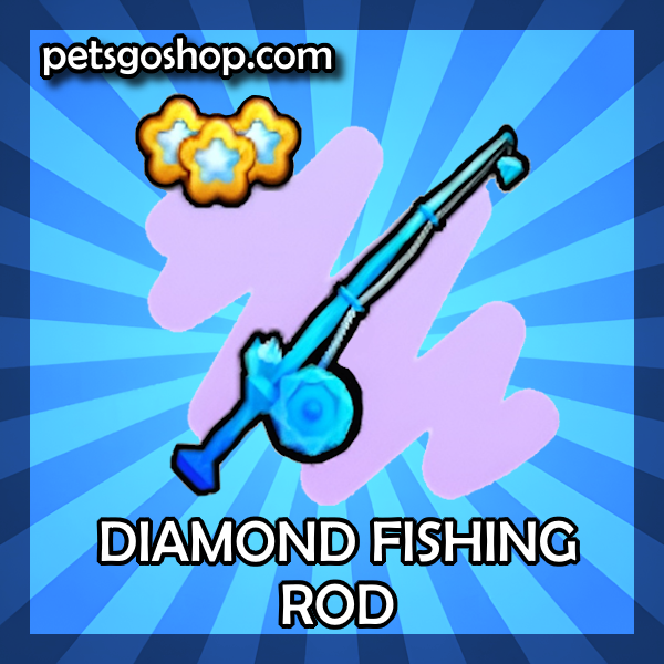 An image of a Diamond Fishing Rod item in the popular ROBLOX game Pets GO.